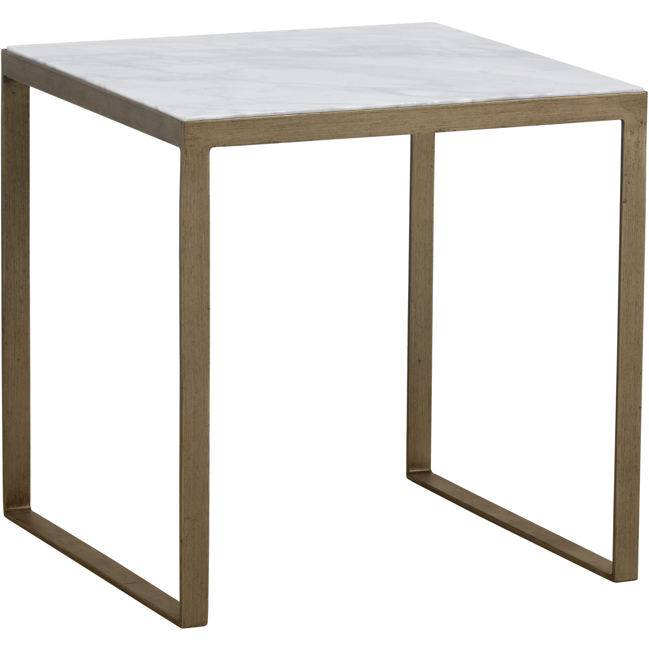 Evert 21.5 X 21.5 inch White / Antique Brass End Table